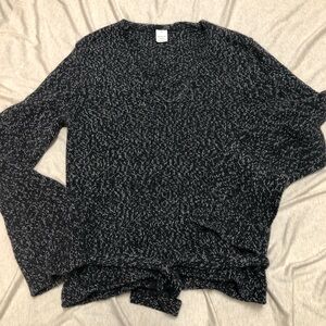 J. Crew Italian Merino Wool Sweater Black and White Belted Tie Classic